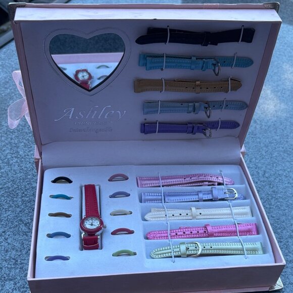 Vintage Ashley Princess Interchangeable Wrist Watch Bands & Faces In Box - Picture 8 of 8